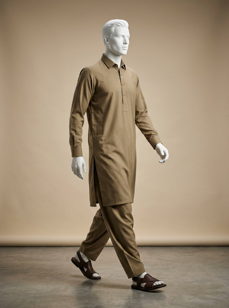 Premium Wash & Wear Unstitched Suit – Khaaki | Binary Soft Fabric | Summer Collection 2026