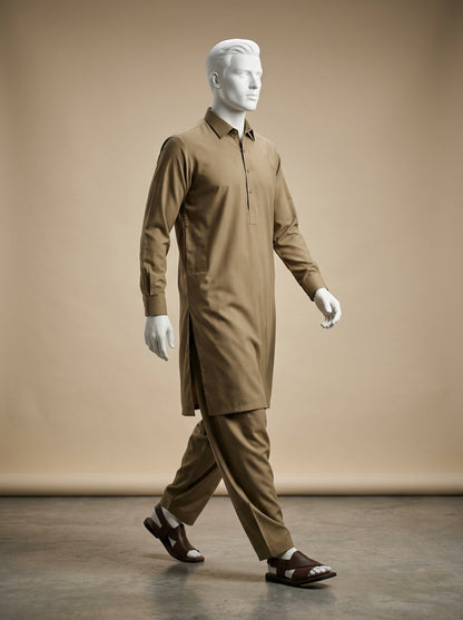Premium Wash & Wear Unstitched Suit – Khaaki | Binary Soft Fabric | Summer Collection 2026