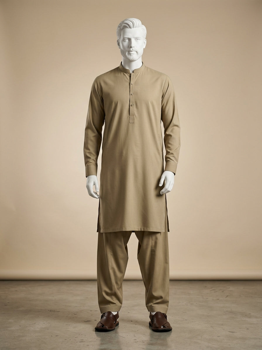 Premium Wash & Wear Unstitched Suit – Khaaki | Binary Soft Fabric | Summer Collection 2026