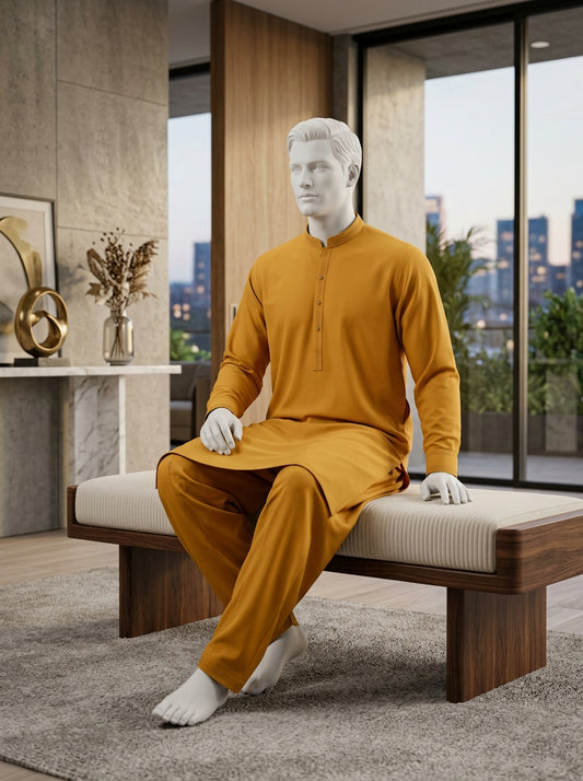 IKHWAN Men's Luxury Summer Collection 2026 – Karandi Yellow