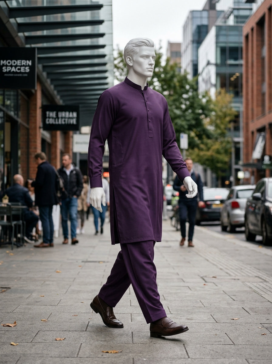Deep Purple Wash & Wear Boski Unstitched Fabric