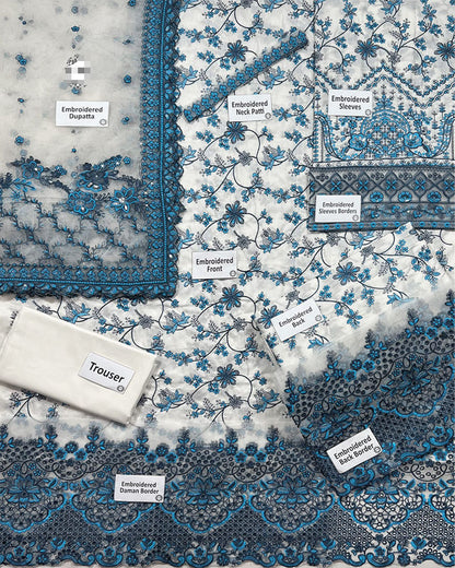 Luxury Lawn 3-Piece Heavy Embroidered Suit with Net Dupatta | Most Viral Code 2026 | Summer Collection