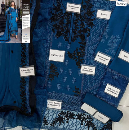Luxury Chiffon 3-Piece Embroidered Suit with 4-Sided Organza Dupatta | Premium Collection 2026