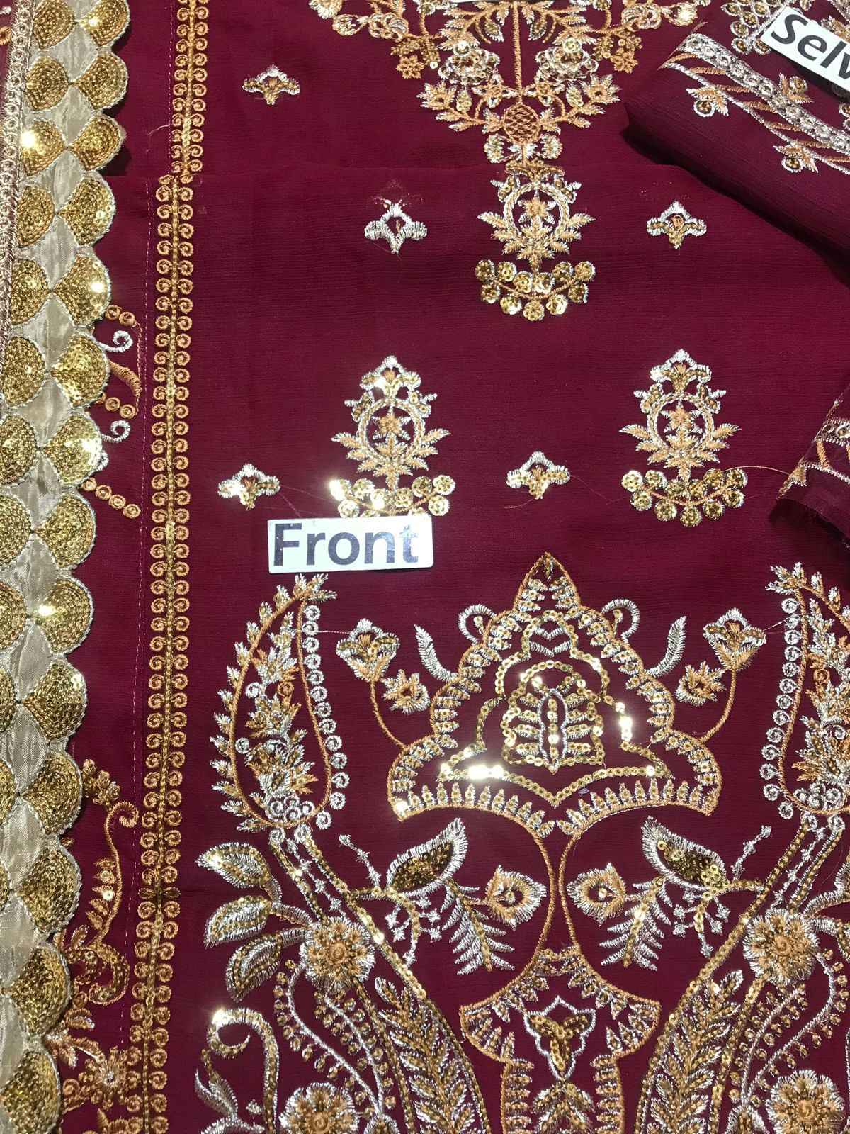 Ikhwan Unstitched Replica – Luxury Embroidered Chiffon Suit with Malai Trouser & Dupatta