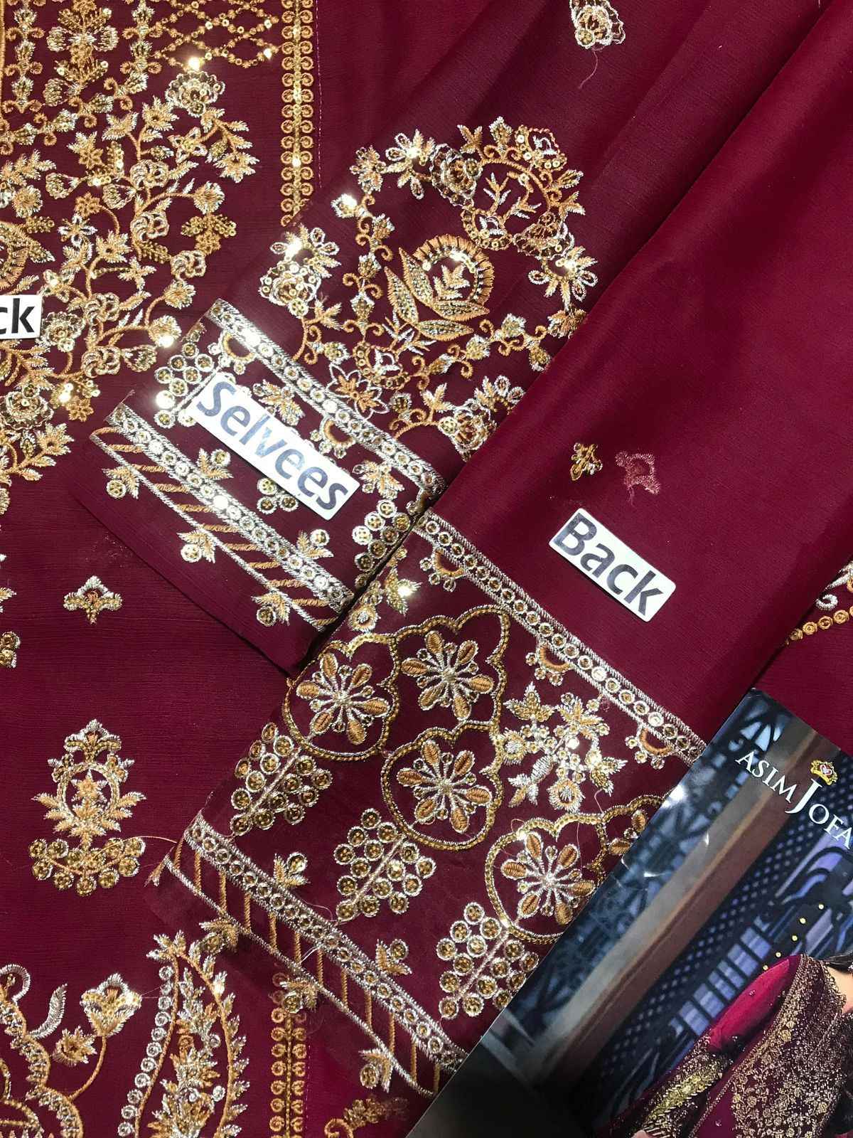 Ikhwan Unstitched Replica – Luxury Embroidered Chiffon Suit with Malai Trouser & Dupatta