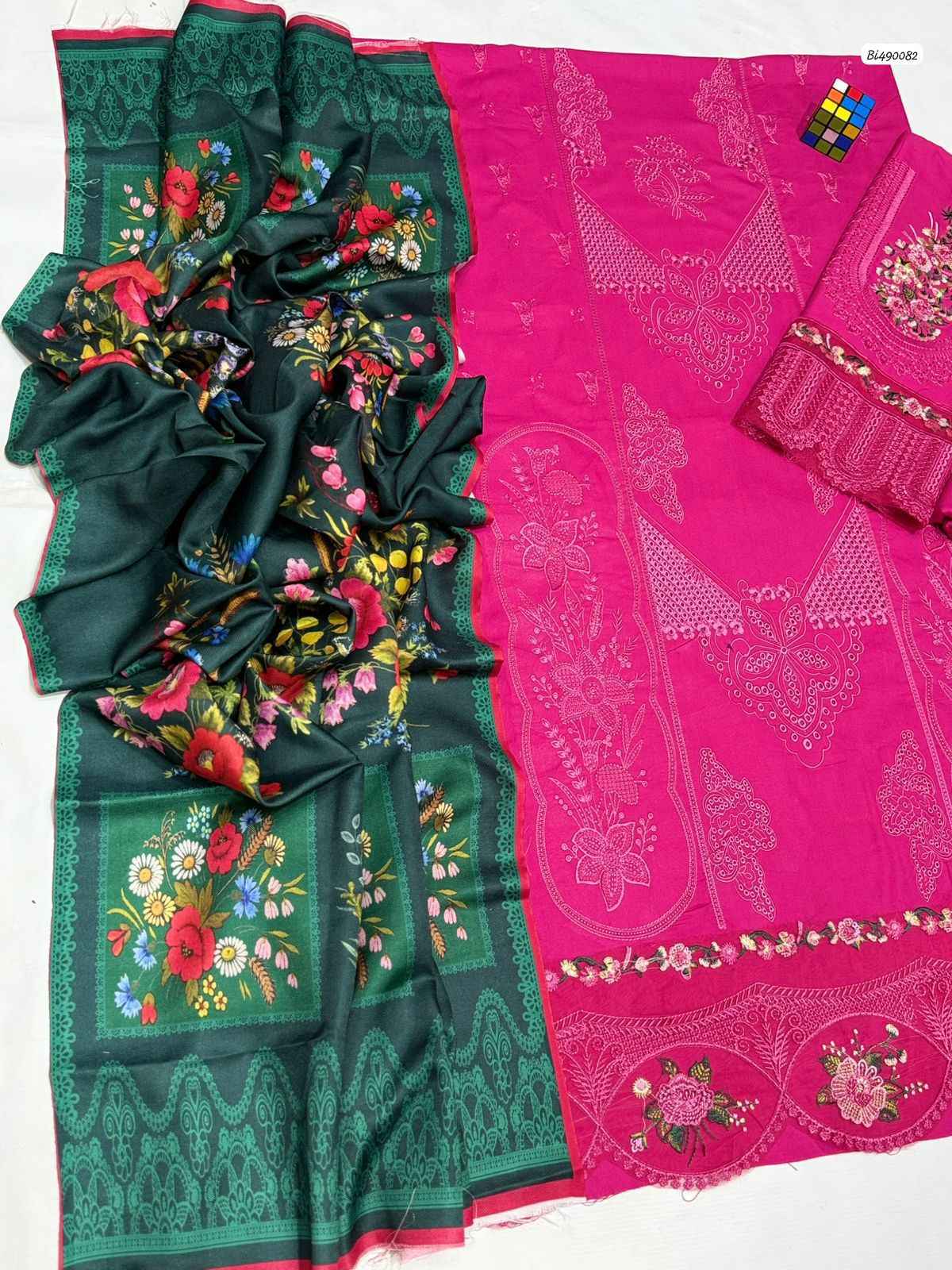 Ikhwan Unstitched – Dhanak Hit Codes Chikankari Embroidered 3-Piece Winter Suit