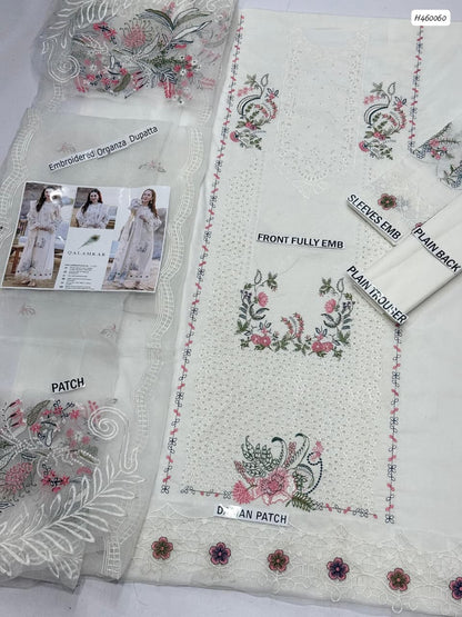 Summer Lawn Collection 2026 | Premium Chicken Karri Embroidered 3-Piece Lawn Suit with Embroidered Organza Dupatta