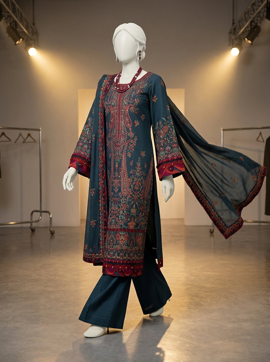 Summer Lawn Collection 2026 | Premium Embroidered 3-Piece Lawn Suit with Chiffon Dupatta | Most Hit Design