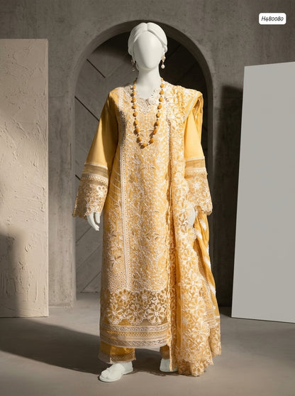 Premium Lawn Collection 2026 | Heavy Embroidered 3-Piece Lawn Suit with Embroidered Chiffon Dupatta