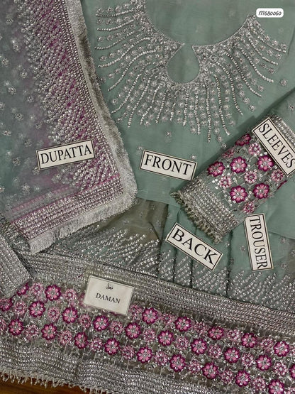 Most Demanded Chiffon Maxi Suit | Net Dupatta | Silk Trouser | Sequins Work | Best Quality – November Drop 2