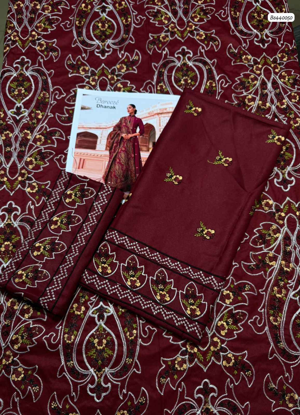 Luxury Dhanak 3-Piece Heavy Embroidered Suit with Dhanak Shawl | Ikhwan Winter Collection 2025