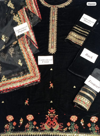 Jazmine Velvet Embroidered 3-Piece Suit with Net Embroidered Dupatta | Ikhwan Master Replica – November Drop 2