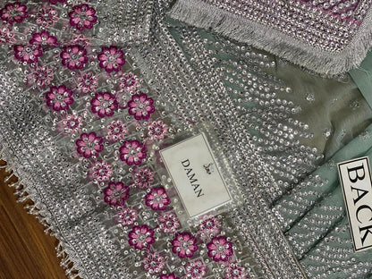 Most Demanded Chiffon Maxi Suit | Net Dupatta | Silk Trouser | Sequins Work | Best Quality – November Drop 2