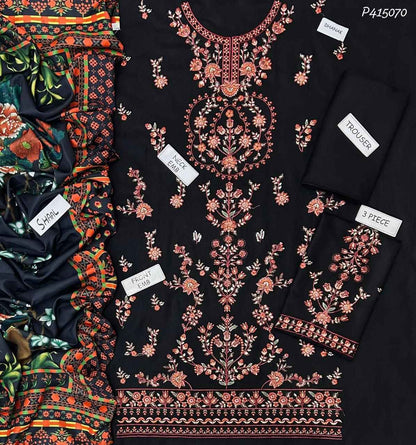 Dhanak Hit Codes | Premium Heavy Embroidered 3-Piece Dhanak Suit with Digital Printed Shawl (Ikhwan New Arrivals – November Drop 1)