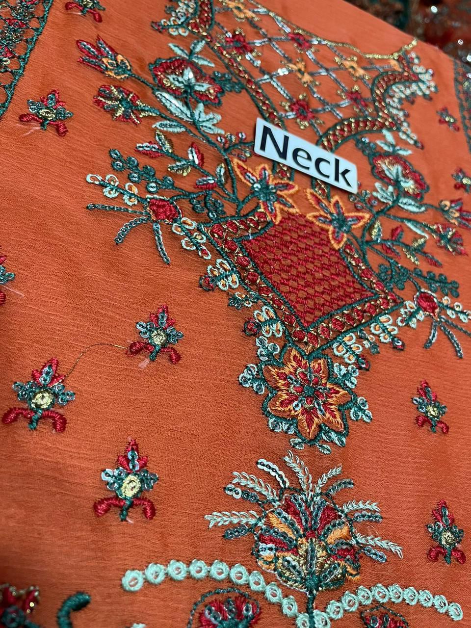 Luxury Embroidered Chiffon 3-Piece Suit with Net Dupatta & Malai Trouser | Ikhwan New Arrivals – November Drop 1