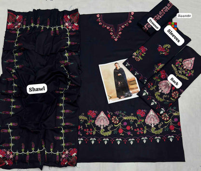 Qalamkar | Premium Pure Dhanak 3-Piece Heavy Embroidered Suit with Embroidered Shawl | Ikhwan New Arivals November Drop 1