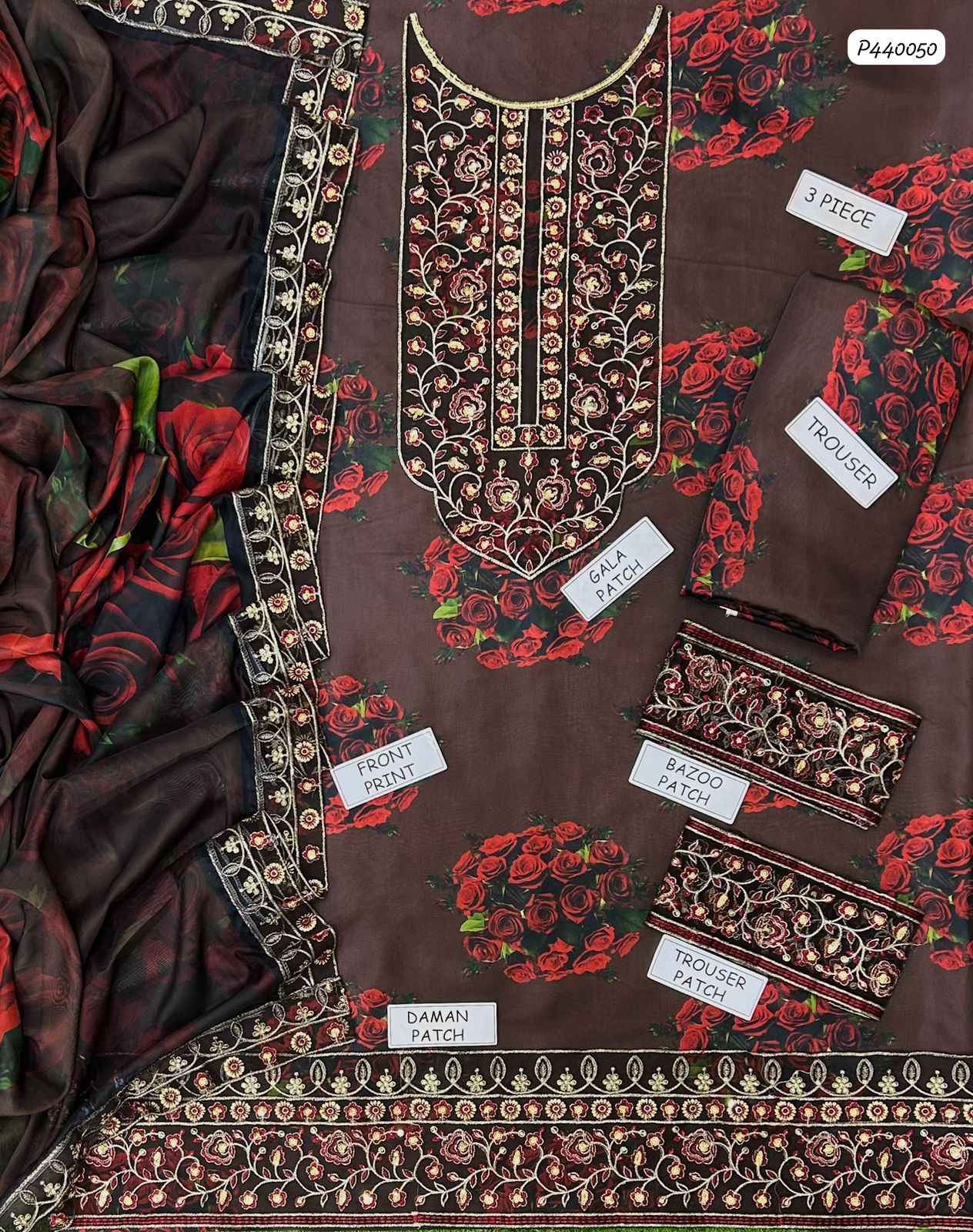 Luxury Shamoz Silk 3-Piece Embroidered & Digital Printed Suit with 4-Side Dupatta Pati | Ikhwan New Arrivals – November Drop 1