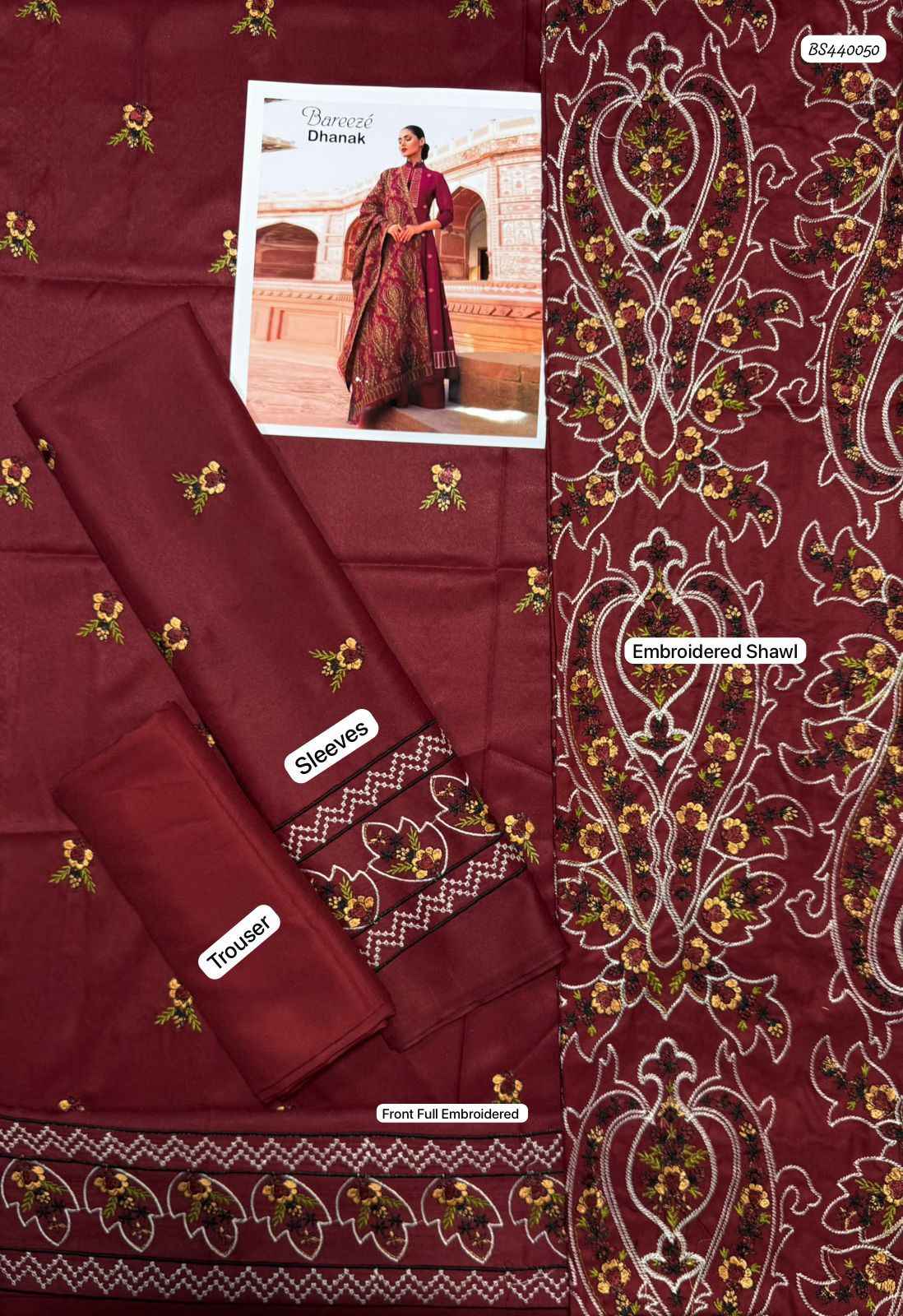 Luxury Dhanak 3-Piece Heavy Embroidered Suit with Dhanak Shawl | Ikhwan Winter Collection 2025