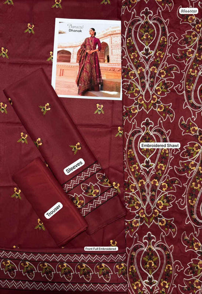 Luxury Dhanak 3-Piece Heavy Embroidered Suit with Dhanak Shawl | Ikhwan Winter Collection 2025