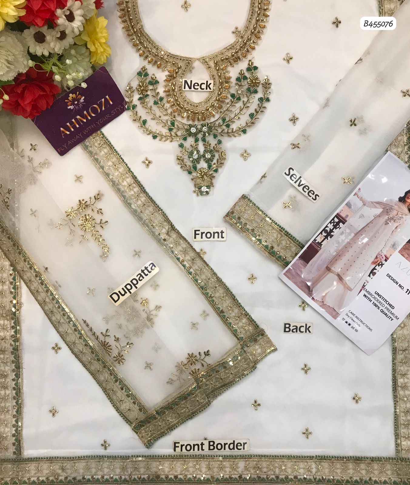 Luxury Chiffon 3-Piece Embroidered Suit with Adda Work & Heavy Border Dupatta | Ikhwan New Arrivals – November Drop 1