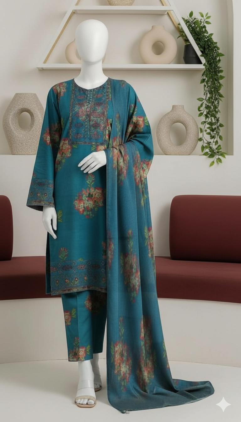 Ikhwan replica silk 3pc unstitched suit – luxury embroidered edition