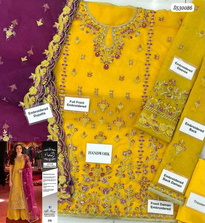 Luxury Organza 3-Piece Embroidered Suit with Silk Trouser | Ikhwan New Arrivals – November Drop 1