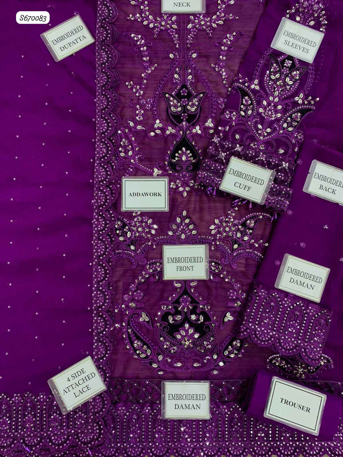 Luxury Chiffon 3-Piece Embroidered Suit with Adda, Stone & Cutwork Detailing | Ikhwan New Arrivals – November Drop 1