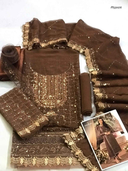 Luxury Embroidered Chiffon 3-Piece Suit with Silk Trouser | Ikhwan New Arrivals – November Drop 1