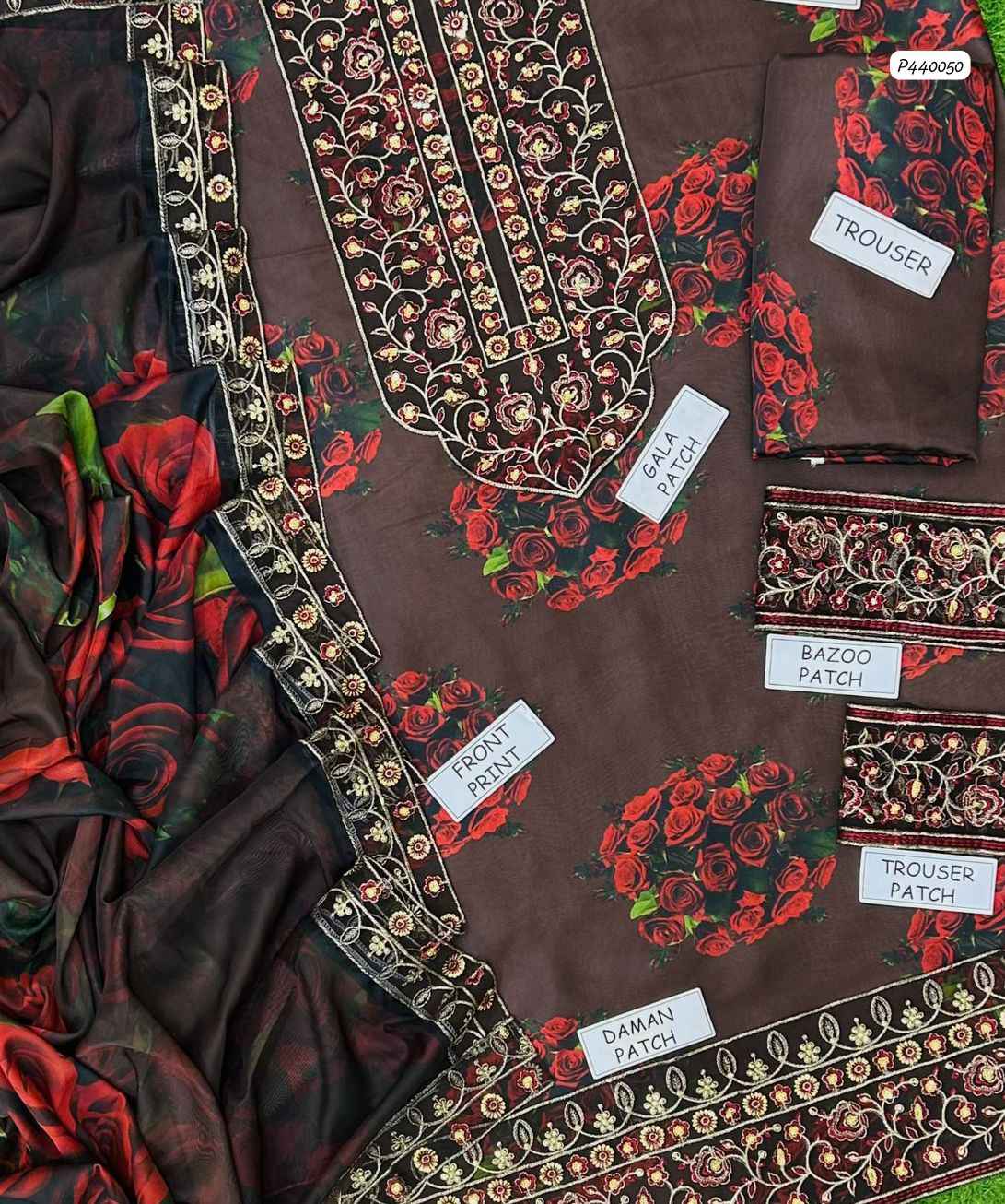 Luxury Shamoz Silk 3-Piece Embroidered & Digital Printed Suit with 4-Side Dupatta Pati | Ikhwan New Arrivals – November Drop 1